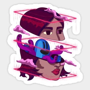 Split head girl Sticker